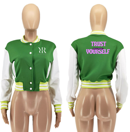 Green ReviloRages women varsity jacket